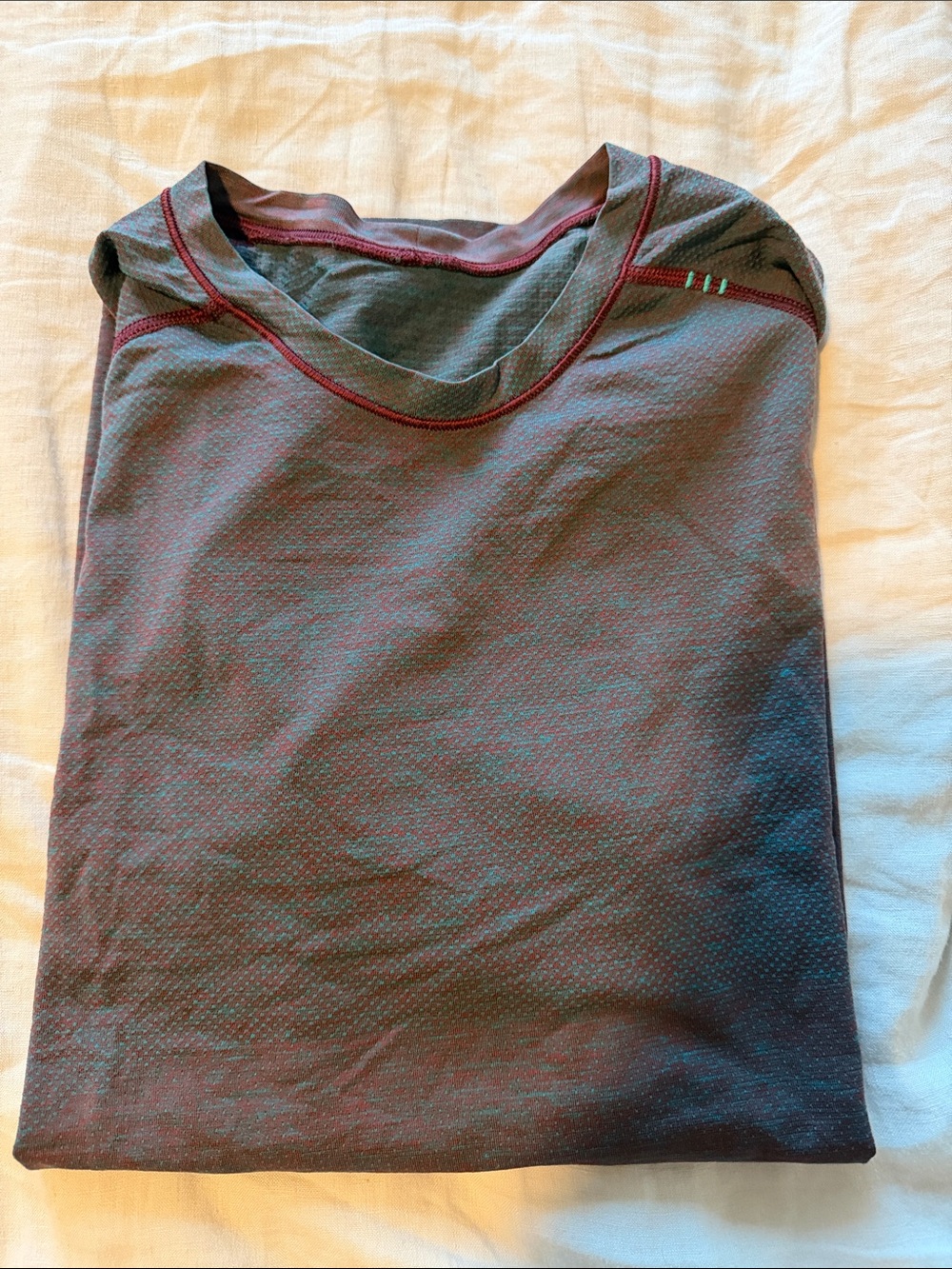 Heathered Teal/Maroon Athletic Tee with Maroon Trim